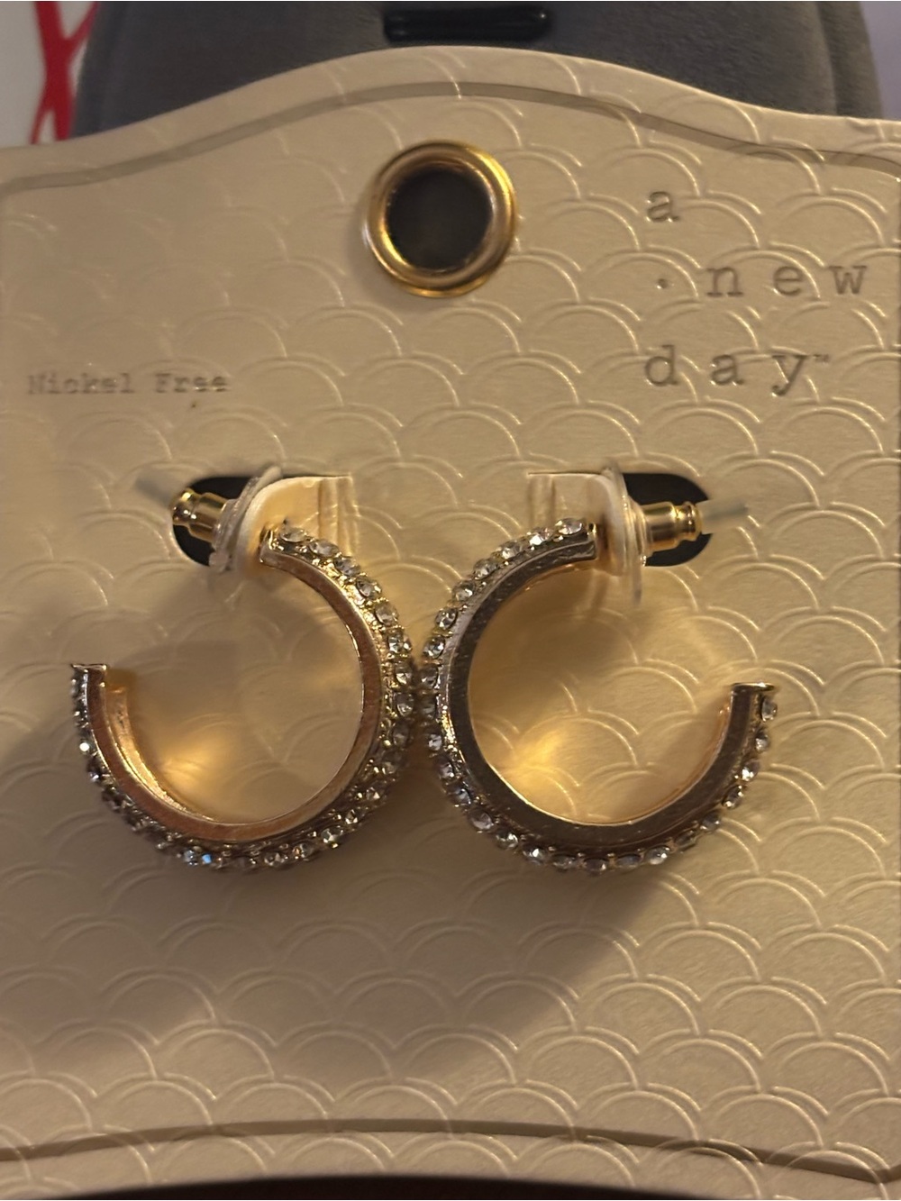 A New Day Gold-Tone Crystal Huggie Hoop Earrings